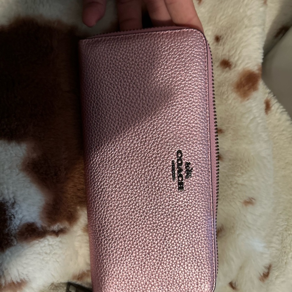 Metallic pink Coach wallet never used